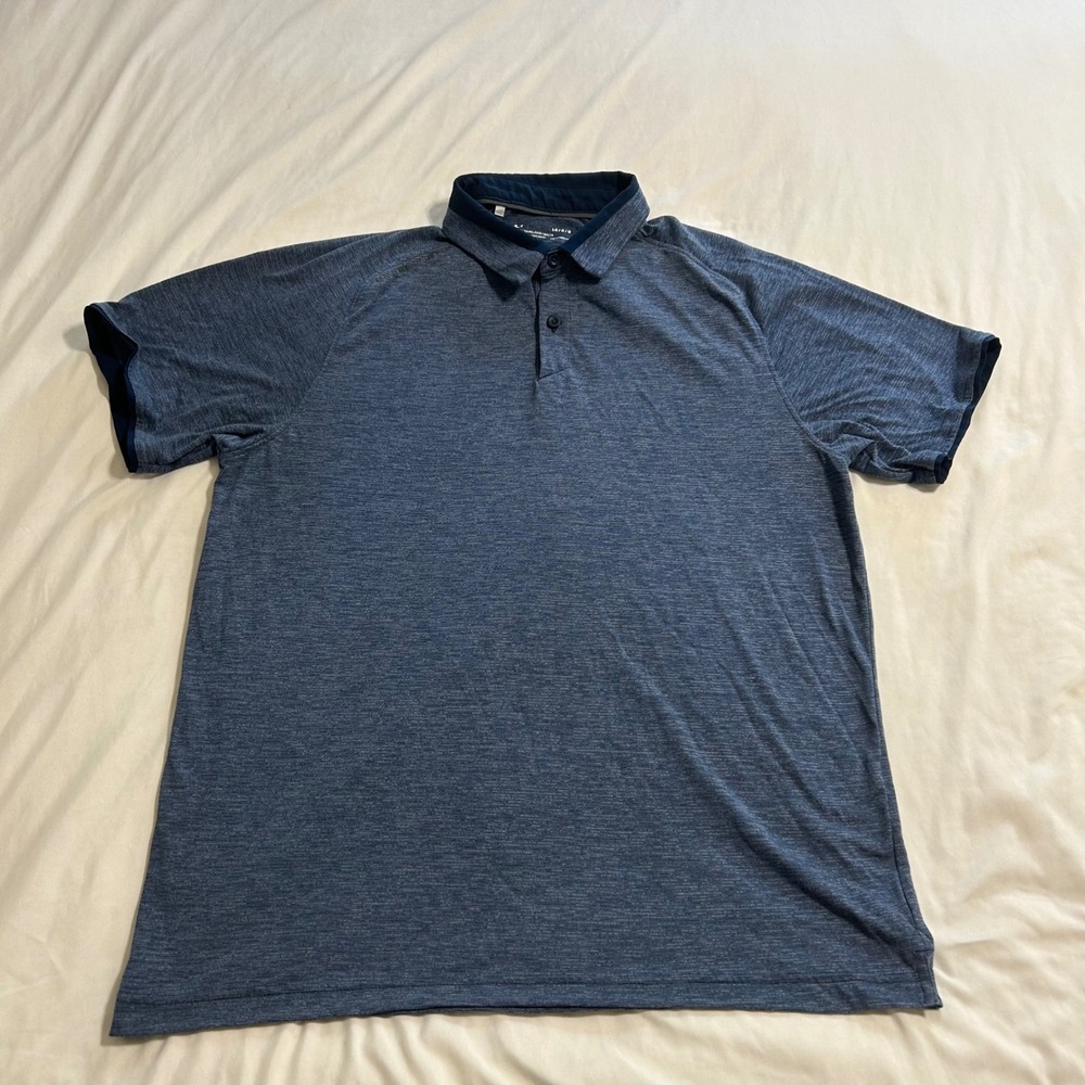 Under Armour HeatGear Loose Fit Polo Shirt Blue Heather Mens Large 1327029